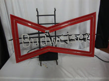 Load image into Gallery viewer, 1991 Budweiser Red White Bowtie Lighted Bar Man Cave Electric Plug Beer Sign
