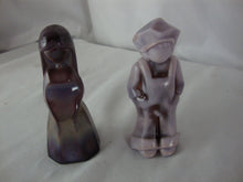 Load image into Gallery viewer, Vintage Mosser Glass Josh &amp; Jenny Purple Plum Slag Glass Figures Pair
