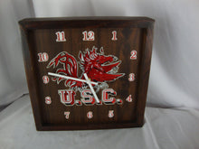 Load image into Gallery viewer, 1970's University of SC Gamecocks Battery Power Wood Wall Clock UNTESTED
