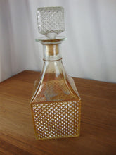 Load image into Gallery viewer, Vintage Marigold Diamond Point Carnival Glass Decanter Clear Diamond Stopper
