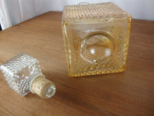Load image into Gallery viewer, Vintage Marigold Diamond Point Carnival Glass Decanter Clear Diamond Stopper
