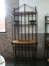 Load image into Gallery viewer, Vintage Rustic Style Metal Bakers Rack with Metal and Wood Shelves
