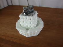 Load image into Gallery viewer, Vintage Fenton White Hobnail Table Lighter with Four Slot Ashtray
