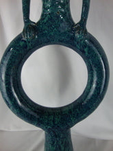 Load image into Gallery viewer, Marvin Bailey Folk Art Potter Aqua Blue Speckle Devil on Circle Body Jug
