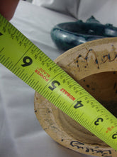 Load image into Gallery viewer, Marvin Bailey Folk Art Potter Aqua Blue Speckle Devil on Circle Body Jug
