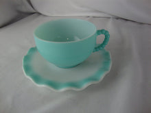Load image into Gallery viewer, Vintage Hazel Atlas Blue Aqua Crinoline Teacup and Saucer Set
