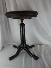 Load image into Gallery viewer, Antique Adjustable Height Medical Stool Cast Iron Base Leather Round Seat
