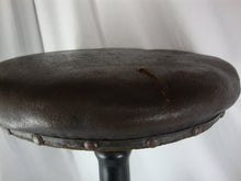 Load image into Gallery viewer, Antique Adjustable Height Medical Stool Cast Iron Base Leather Round Seat
