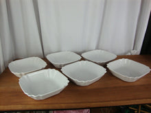 Load image into Gallery viewer, Revol France La Porcelaine White Ceramic Ribbon Edge S21 Square Bowls Set of 6
