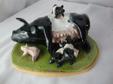 Load image into Gallery viewer, Lynn Bailey Folk Art Potter Mama Pig with Piglets Pottery Table Figurine
