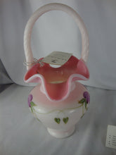 Load image into Gallery viewer, 2002 Fenton Honor Rosalene Handpainted Purple Flower Basket
