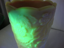 Load image into Gallery viewer, Vintage Fenton CC 274 Burmese Satin Peacock Flower Vase
