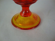 Load image into Gallery viewer, MCM L.E. Smith Moon &amp; Stars Amberina Ruffle Footed Vase
