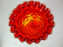 Load image into Gallery viewer, MCM L.E. Smith Moon &amp; Stars Amberina Ruffle Footed Vase
