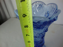Load image into Gallery viewer, Vintage Fenton CC 72 Blue Opalescent Flower Motif Vase
