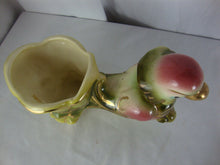 Load image into Gallery viewer, Vintage Hull USA Ceramic Parrot with Cart Small Indoor Planter
