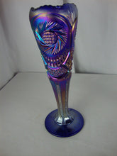 Load image into Gallery viewer, Vintage Fenton CC-194-2 Cobalt Blue Iridescent Pinwheel Carnival Footed Vase
