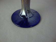 Load image into Gallery viewer, Vintage Fenton CC-194-2 Cobalt Blue Iridescent Pinwheel Carnival Footed Vase
