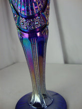 Load image into Gallery viewer, Vintage Fenton CC-194-2 Cobalt Blue Iridescent Pinwheel Carnival Footed Vase
