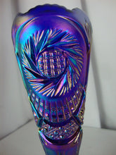 Load image into Gallery viewer, Vintage Fenton CC-194-2 Cobalt Blue Iridescent Pinwheel Carnival Footed Vase
