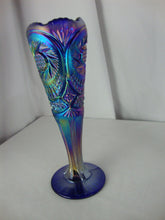 Load image into Gallery viewer, Vintage Fenton CC-194-2 Cobalt Blue Iridescent Pinwheel Carnival Footed Vase
