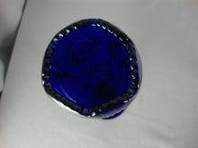 Load image into Gallery viewer, Vintage Fenton CC-194-2 Cobalt Blue Iridescent Pinwheel Carnival Footed Vase
