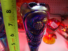 Load image into Gallery viewer, Vintage Fenton CC-194-2 Cobalt Blue Iridescent Pinwheel Carnival Footed Vase
