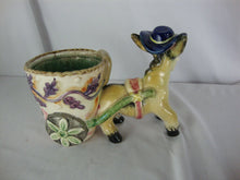Load image into Gallery viewer, MCM Ceramic Donkey with Cart Indoor Planter
