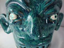 Load image into Gallery viewer, Marvin Bailey SC Potter Aqua Blue Speckle 5 Blue Tooth Face Jug 9" tall
