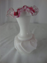 Load image into Gallery viewer, Vintage Fenton Peach Crest Spiral Wave Small Vase Ruffled Rim
