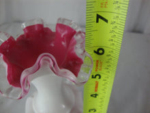 Load image into Gallery viewer, Vintage Fenton Peach Crest Spiral Wave Small Vase Ruffled Rim
