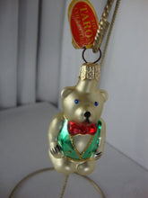 Load image into Gallery viewer, Vintage Taron Collection, Poland Mercury Glass Teddy Bear with Vest Christmas Ornament
