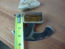 Load image into Gallery viewer, Alaska Legend Ulu Utility Knife Cutting Tool with Antler Dark Brown Rectangle Handle with Cream Triangle Base
