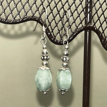 Load image into Gallery viewer, Earrings, Sterling Silver, Jade Drop

