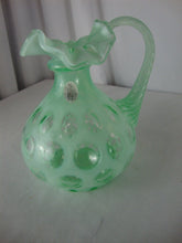 Load image into Gallery viewer, 2003 CC-467 Willow Green Opalescent Fenton Coin Dot Small Ewer Pitcher

