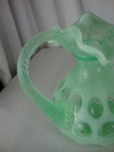 Load image into Gallery viewer, 2003 CC-467 Willow Green Opalescent Fenton Coin Dot Small Ewer Pitcher
