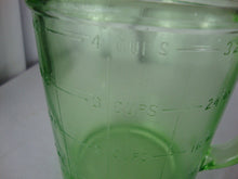 Load image into Gallery viewer, Vintage Hazel Atlas Vaseline Glass 4 Cup Kitchen Measuring Cup

