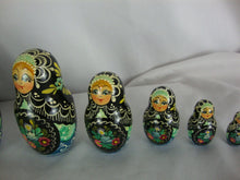 Load image into Gallery viewer, 1995 Russian Handpainted Nesting Dolls Setof 10
