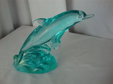 Load image into Gallery viewer, Vintage Fenton F-1635 Aqua Glass Dolphin Figurine
