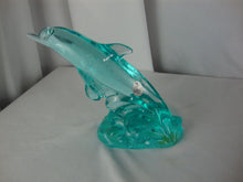 Load image into Gallery viewer, Vintage Fenton F-1635 Aqua Glass Dolphin Figurine
