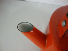 Load image into Gallery viewer, 1960's Copco Michael Lax Orange Enamel with Teak Handle Tea Kettle
