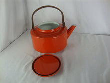 Load image into Gallery viewer, 1960's Copco Michael Lax Orange Enamel with Teak Handle Tea Kettle
