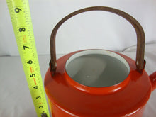 Load image into Gallery viewer, 1960's Copco Michael Lax Orange Enamel with Teak Handle Tea Kettle
