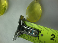 Load image into Gallery viewer, Vintage Vaseline Uranium Glass Teardrop with Octagonal Top Crystal Set of 2
