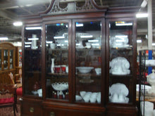 Load image into Gallery viewer, 1940's Drexel Travis Court Mahogany Breakfront Two Piece Large China Hutch Display Cabinet
