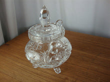 Load image into Gallery viewer, Vintage Crystal Pineapple Pattern Footed Condiment Jar with Lid and Spoon

