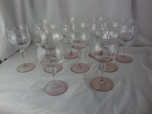 Load image into Gallery viewer, Vintage Pink Clear Crystal Water Goblet Glasses Set of 10
