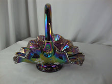 Load image into Gallery viewer, 1994 Fenton Plum Carnival Handpainted Signed Glass Floral Basket

