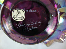 Load image into Gallery viewer, 1994 Fenton Plum Carnival Handpainted Signed Glass Floral Basket
