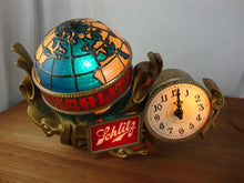 Load image into Gallery viewer, 1976 Schlitz Beer Electric Spinnning Globe and Clock Register Display
